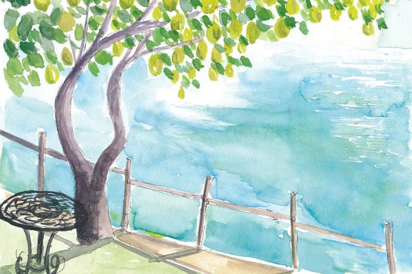 Markus & Martina Bleichner: View Of Amalfi Coast With Lemon Tree Garden by Markus & Martina Bleichner