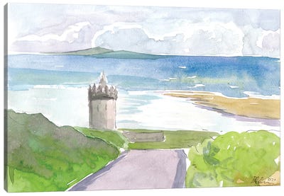 Seaview Of Doonagore Castle With Aran Islands Canvas Art Print - Castle & Palace Art