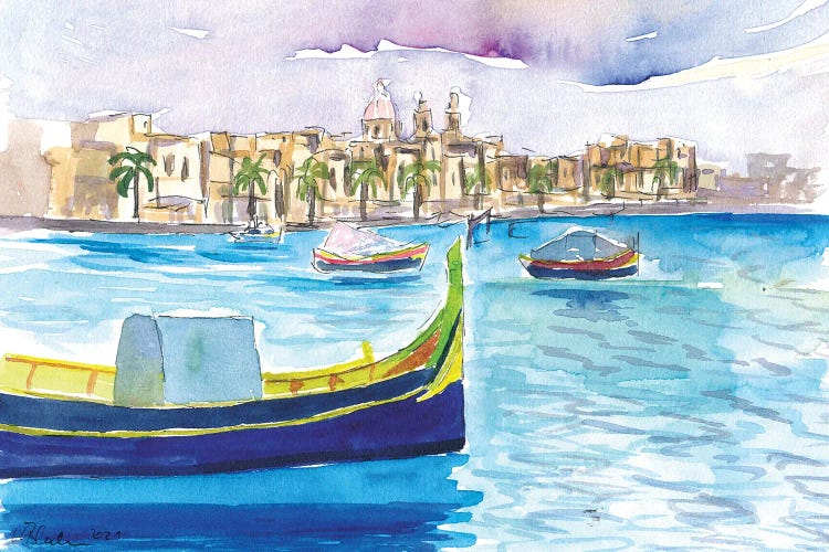 Marsaxlokk Picturesque fishing Village Scene In Malta