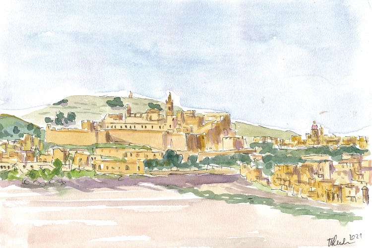 Gozo Ghawdex Malta Victoria Rabat Old Town Skyline And Citadel