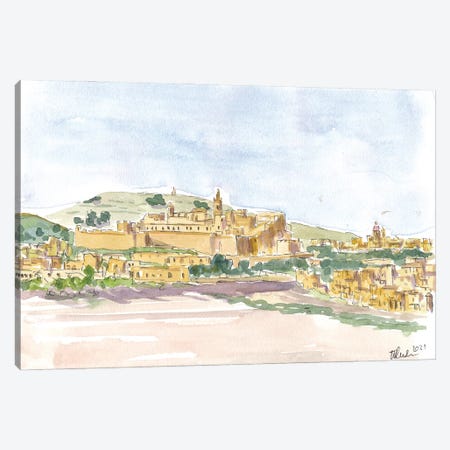 Gozo Ghawdex Malta Victoria Rabat Old Town Skyline And Citadel Canvas Print #MMB579} by Markus & Martina Bleichner Art Print