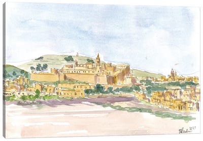 Gozo Ghawdex Malta Victoria Rabat Old Town Skyline And Citadel Canvas Art Print - Malta