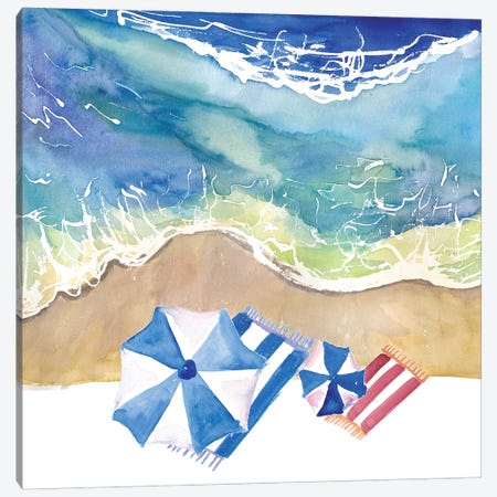Beach Still Life With Towels And Waves Canvas Print #MMB583} by Markus & Martina Bleichner Canvas Wall Art