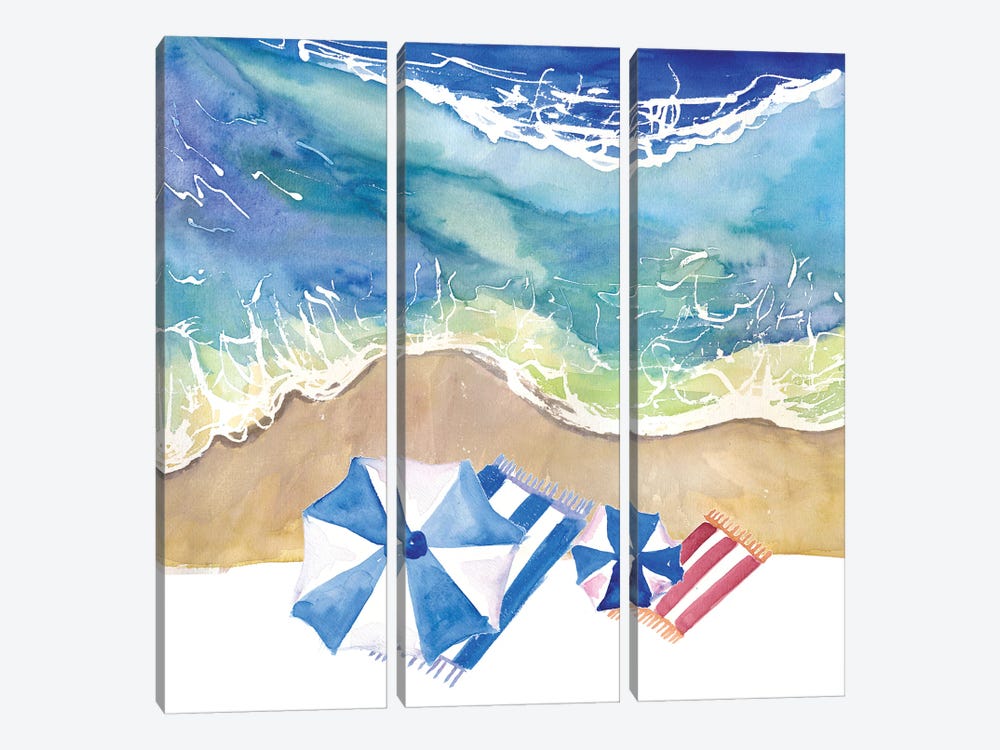 Beach Still Life With Towels And Waves by Markus & Martina Bleichner 3-piece Canvas Art