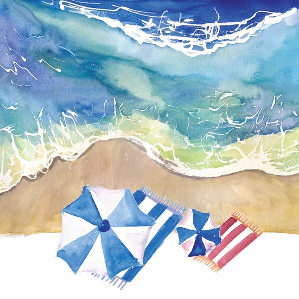 Markus & Martina Bleichner: Beach Still Life With Towels And Waves by Markus & Martina Bleichner