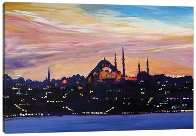 Istanbul Turkey On Bosporus And Hagia Sophia Canvas Art Print - Istanbul Art