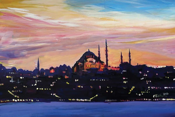 Istanbul Turkey On Bosporus And Hagia Sophia