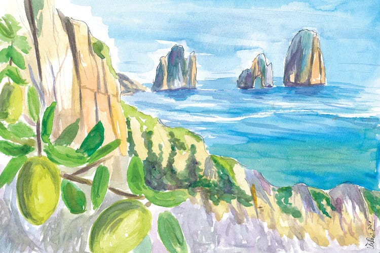 Romantic Italian Dreams With Capri Rocks And Lemon Tree