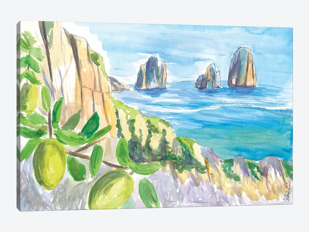 Romantic Italian Dreams With Capri Rocks And Lemon Tree by Markus & Martina Bleichner 1-piece Canvas Art