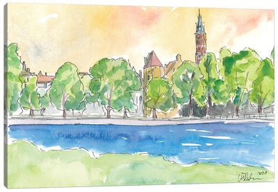 Landshut River View Isar St Martin And Roeckl Tower Canvas Art Print