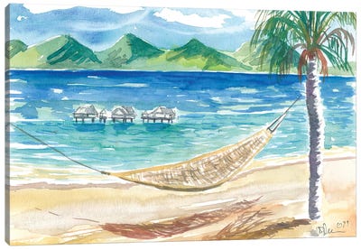 Chilling In The South Sea With Hammock Beach And Polynesian Dreams Canvas Art Print - French Polynesia Art