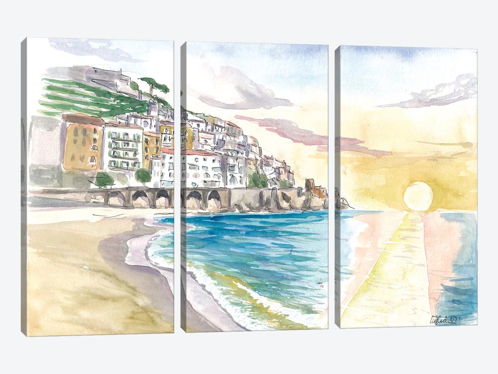 Amore Amalfi Falling In Love In Italy by Markus & Martina Bleichner 3-piece Canvas Print