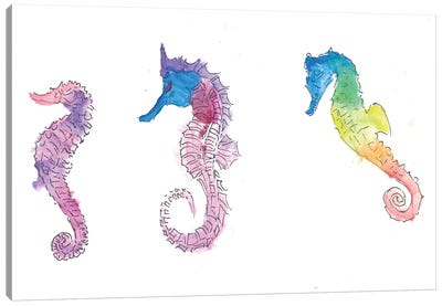 Colorful Seahorses And Maritim Dreams Canvas Art Print - Seahorse Art
