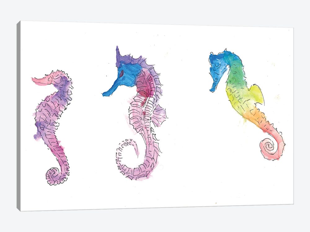 Colorful Seahorses And Maritim Dreams by Markus & Martina Bleichner 1-piece Canvas Print