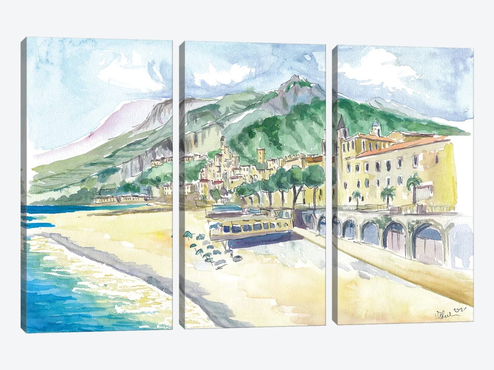 Summer Time At Amalfitana Beach Golfo Di Salerno by Markus & Martina Bleichner 3-piece Canvas Print