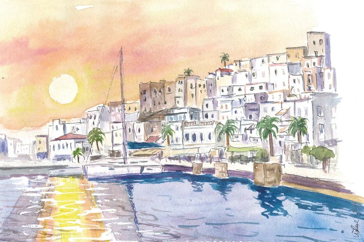 Naxos Romantic Greek Sunset At Harbour Waterfront