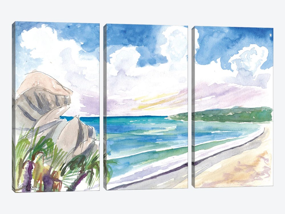Grand Anse La Digue Seychelles Island Dreams by Markus & Martina Bleichner 3-piece Art Print