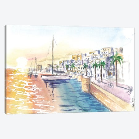Naxos Greece Water Reflections In Port With Waterfront Canvas Print #MMB610} by Markus & Martina Bleichner Canvas Artwork