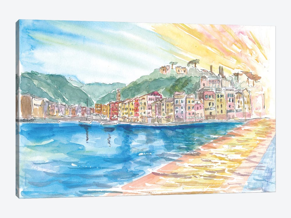 Astonishing Portofino Italy Waterfront With Sunset by Markus & Martina Bleichner 1-piece Art Print