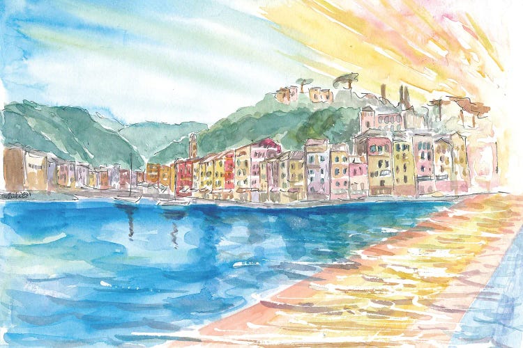 Astonishing Portofino Italy Waterfront With Sunset by Markus & Martina Bleichner wall art