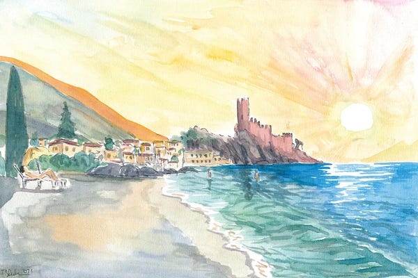 Lombardy: Relaxing On Malcesine Lago di Garda Beach With Sunset by Markus & Martina Bleichner