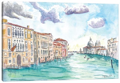 Grand Canal Venice View With Salute Giglio And Reflections Canvas Art Print - Markus & Martina Bleichner