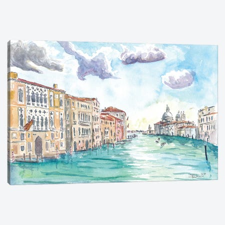 Grand Canal Venice View With Salute Giglio And Reflections Canvas Print #MMB613} by Markus & Martina Bleichner Canvas Artwork