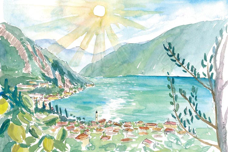 Limone Sul Garda Tropical View of Lago di Garda And Lemons