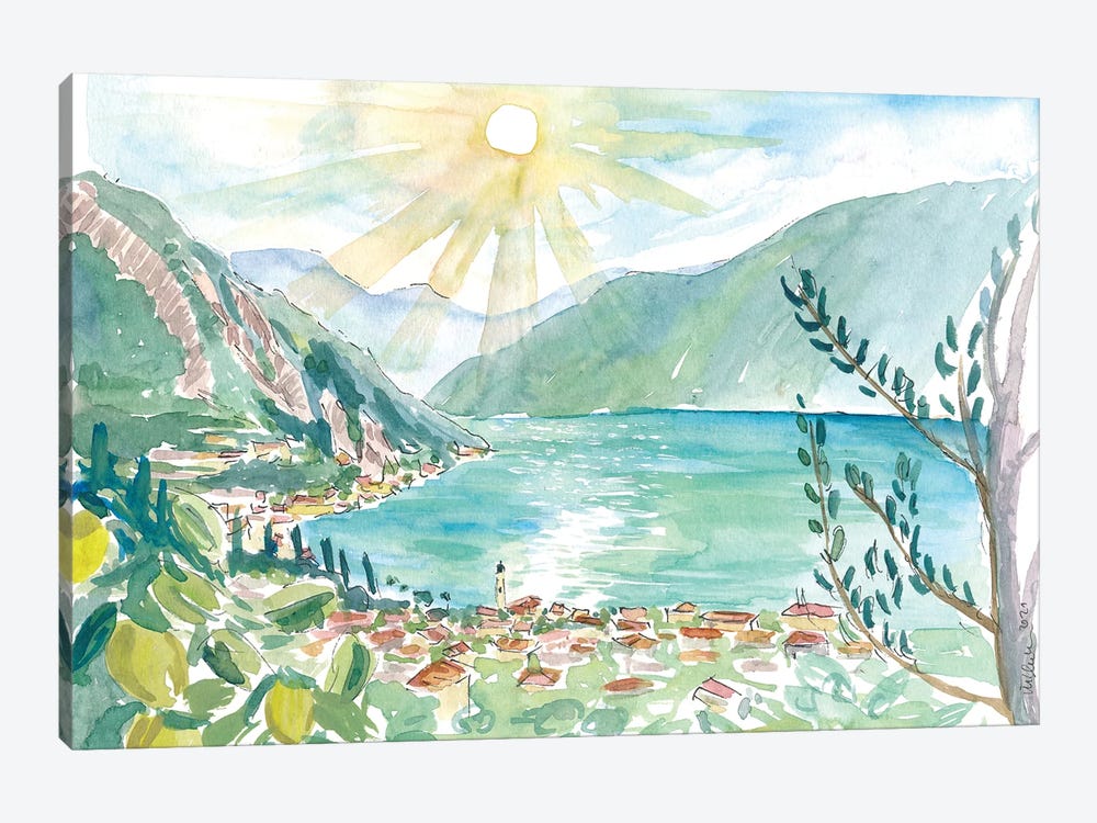 Limone Sul Garda Tropical View of Lago di Garda And Lemons by Markus & Martina Bleichner 1-piece Canvas Wall Art