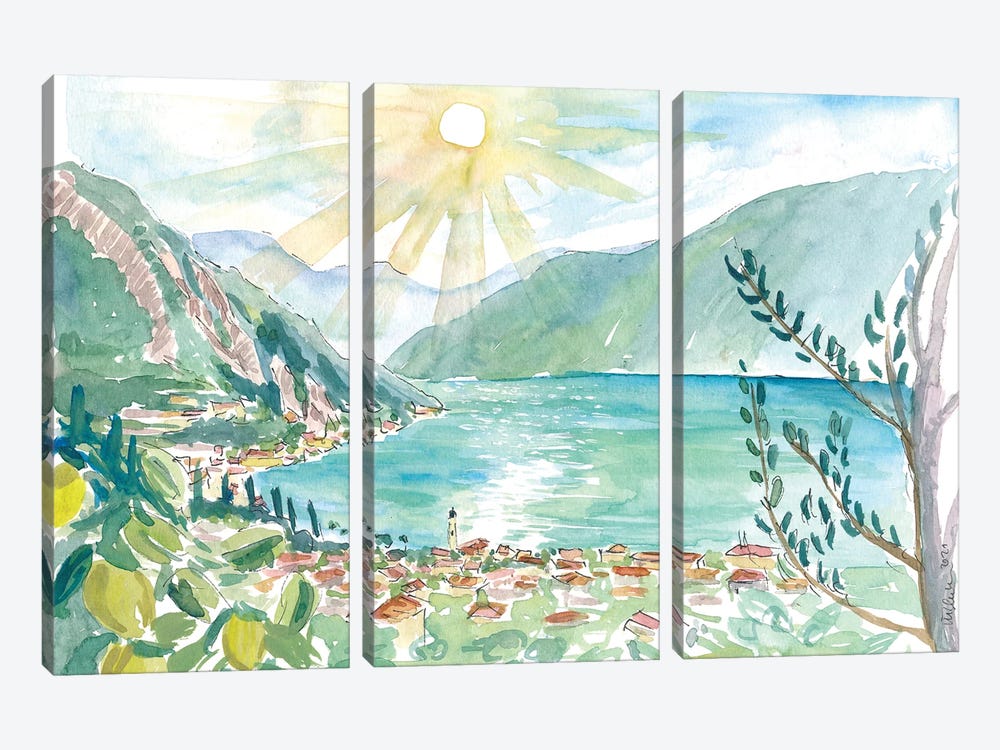 Limone Sul Garda Tropical View of Lago di Garda And Lemons by Markus & Martina Bleichner 3-piece Canvas Art