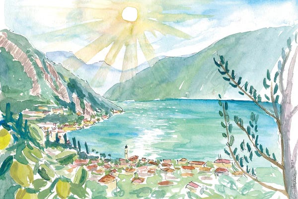 Markus & Martina Bleichner: Limone Sul Garda Tropical View of Lago di Garda And Lemons by Markus & Martina Bleichner