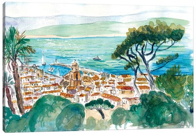 Saint Tropez Coastal View Of Turquoise French Riviera Canvas Art Print