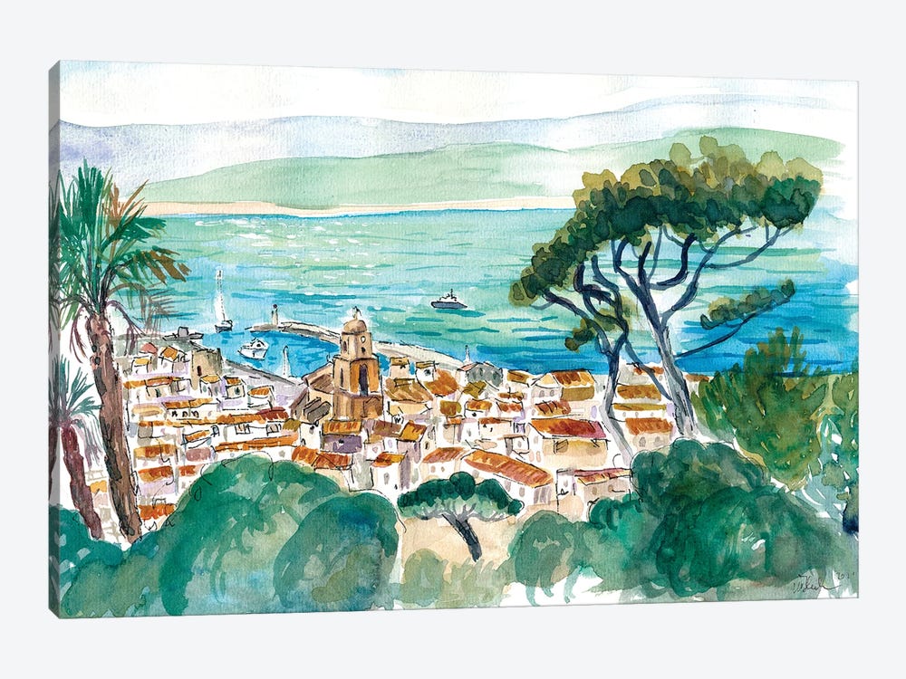 Saint Tropez Coastal View Of Turquoise French Riviera by Markus & Martina Bleichner 1-piece Canvas Art Print