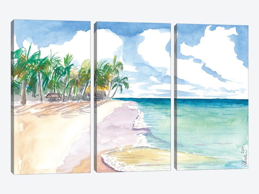 Turquoise Waters At Seven Mile Beach Negril Jamaica by Markus & Martina Bleichner 3-piece Canvas Artwork