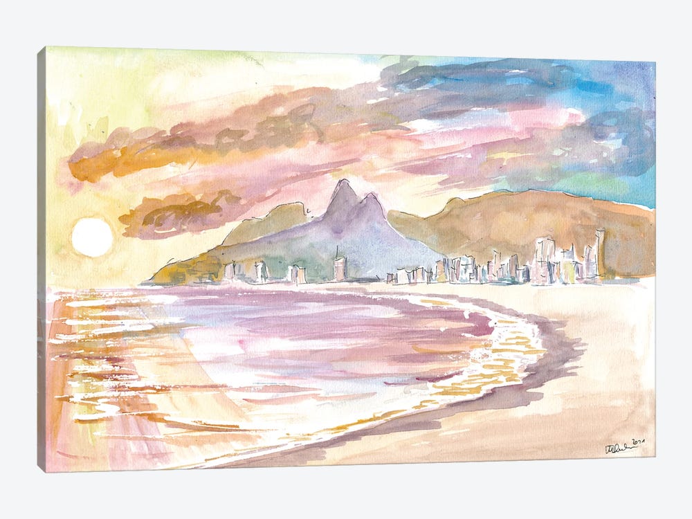 Sunset At Praia de Ipanema Rio de Janeiro Brazil by Markus & Martina Bleichner 1-piece Art Print