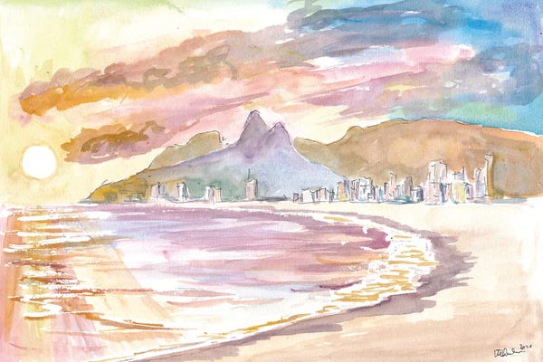 Markus & Martina Bleichner: Sunset At Praia de Ipanema Rio de Janeiro Brazil by Markus & Martina Bleichner