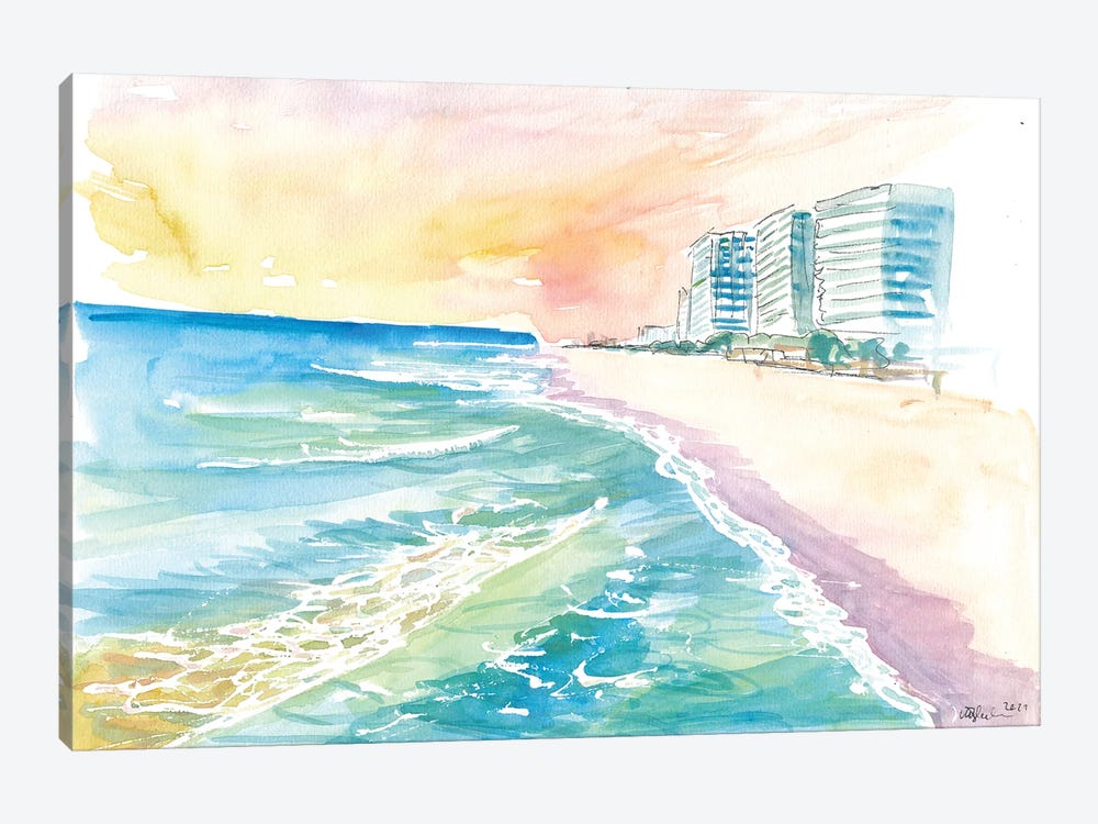 Cancun Mexico Beach Dreams Scene by Markus & Martina Bleichner 1-piece Canvas Print