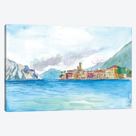 Boat View Of Malcesine Italy With Lake Garda And Riva Canvas Print #MMB621} by Markus & Martina Bleichner Canvas Print