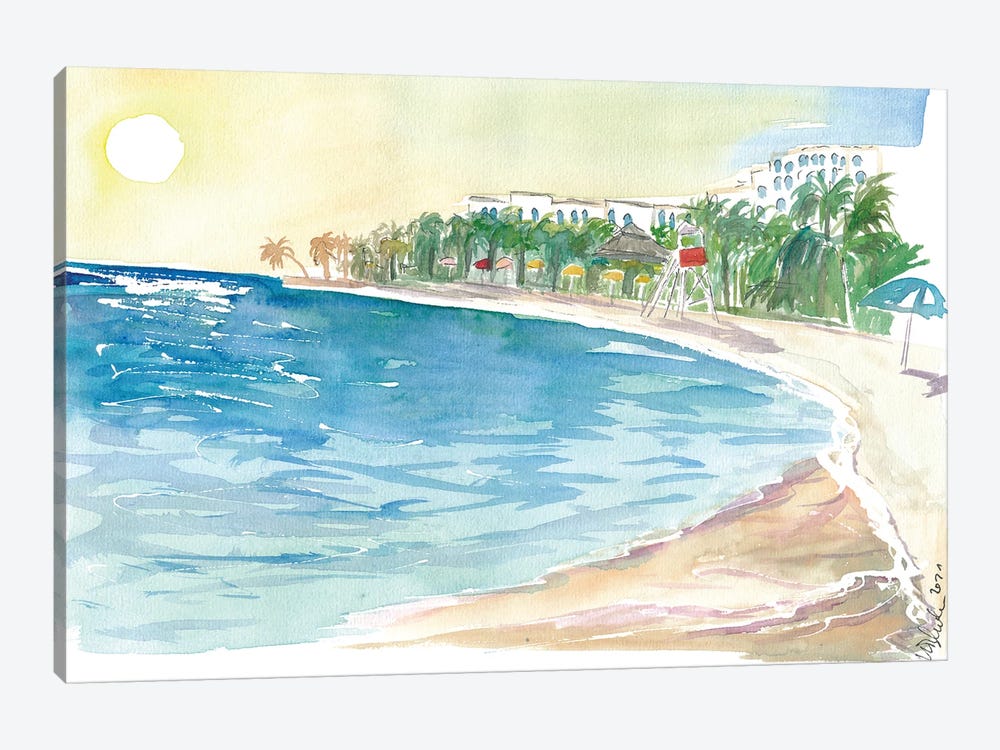 Excursion Time At Jamaican Beach Of Doctors Cave by Markus & Martina Bleichner 1-piece Art Print