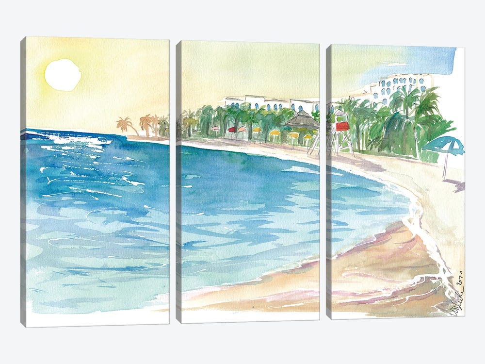 Excursion Time At Jamaican Beach Of Doctors Cave by Markus & Martina Bleichner 3-piece Art Print