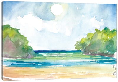 Caribbean Loneliness At Frenchmans Cove Jamaica Canvas Art Print - Lake & Ocean Sunrise & Sunset Art