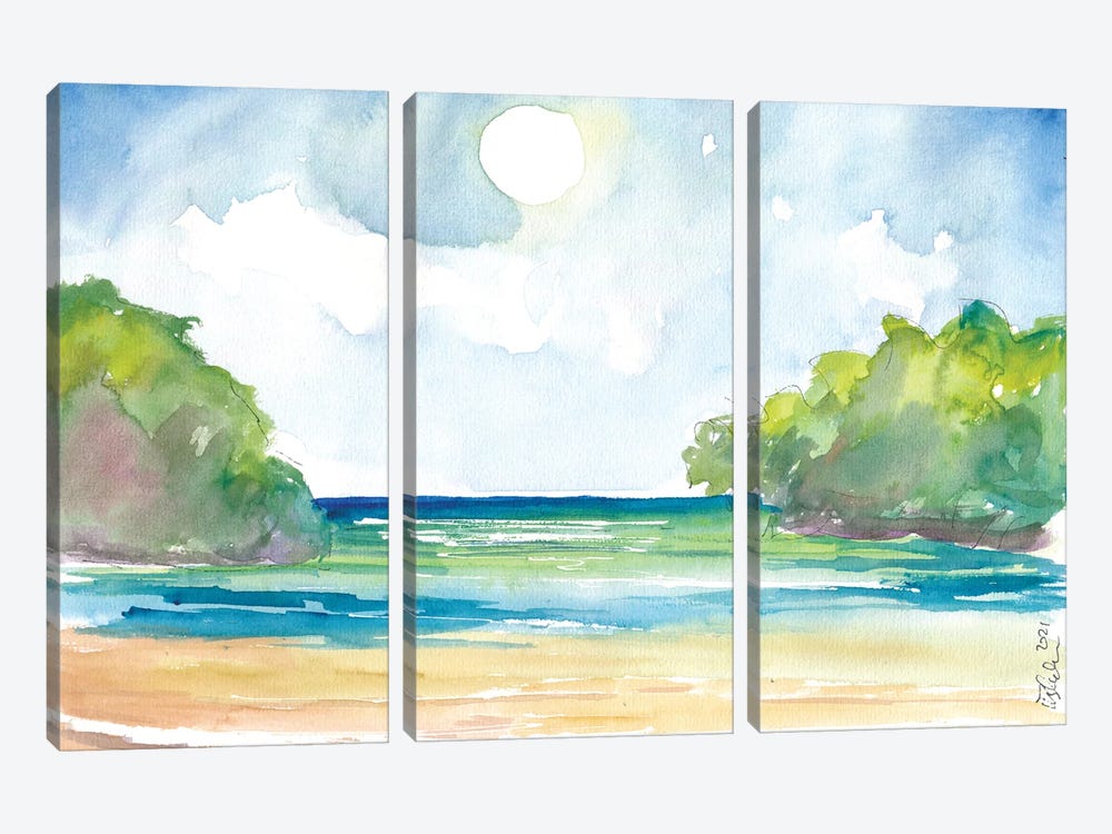 Caribbean Loneliness At Frenchmans Cove Jamaica by Markus & Martina Bleichner 3-piece Canvas Art
