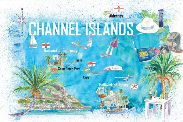 Markus & Martina Bleichner: Channel Islands Travel Map by Markus & Martina Bleichner