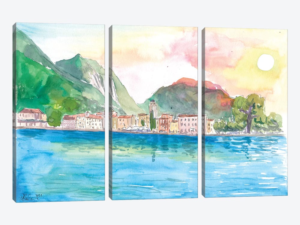 Riva Pearl Of Lake Garda In Italy by Markus & Martina Bleichner 3-piece Canvas Artwork