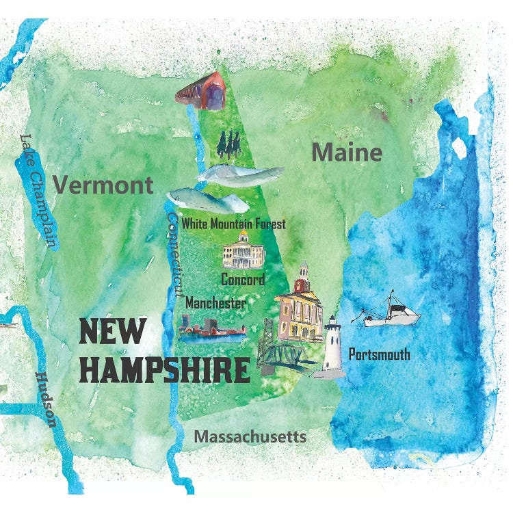 USA, New Hampshire State Travel Poster