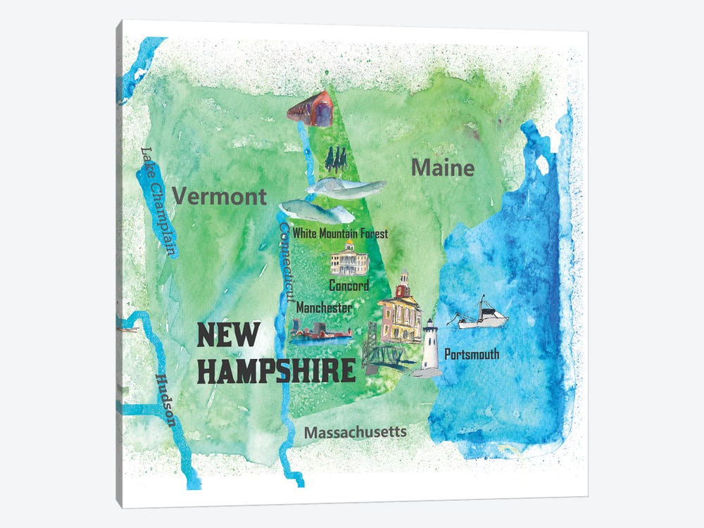 USA, New Hampshire State Travel Poster by Markus & Martina Bleichner 1-piece Canvas Print