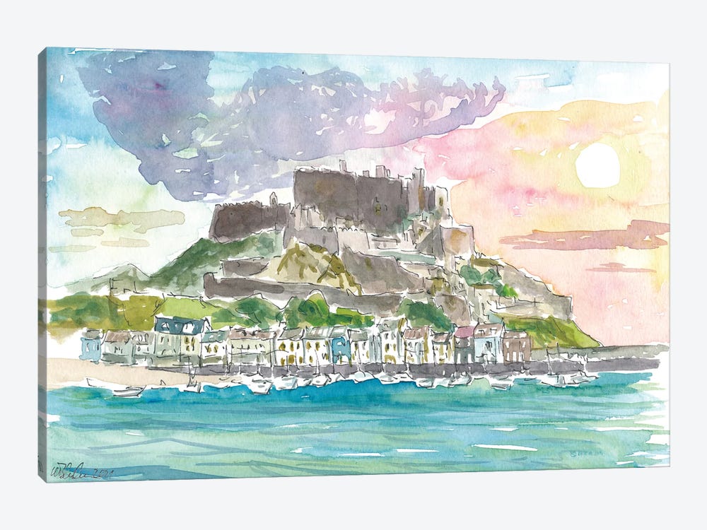 Mont Orgueil And Gorey Harbour, Bailiwick Of Jersey, Channel Islands by Markus & Martina Bleichner 1-piece Canvas Wall Art