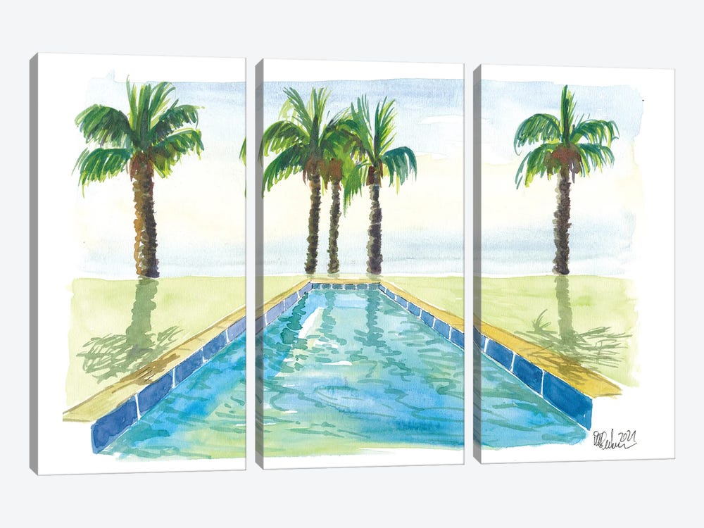 Tropical Infinity Pool With South Sea View by Markus & Martina Bleichner 3-piece Canvas Print