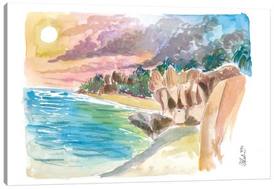 Anse Source Dargent Beach Scene La Digue Seychelles Canvas Art Print - La Digue