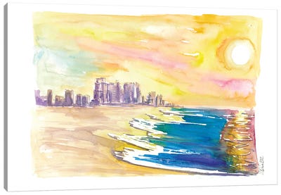 Crashing Waves In The Morning In North Beach Miami Florida Canvas Art Print - Miami Beach